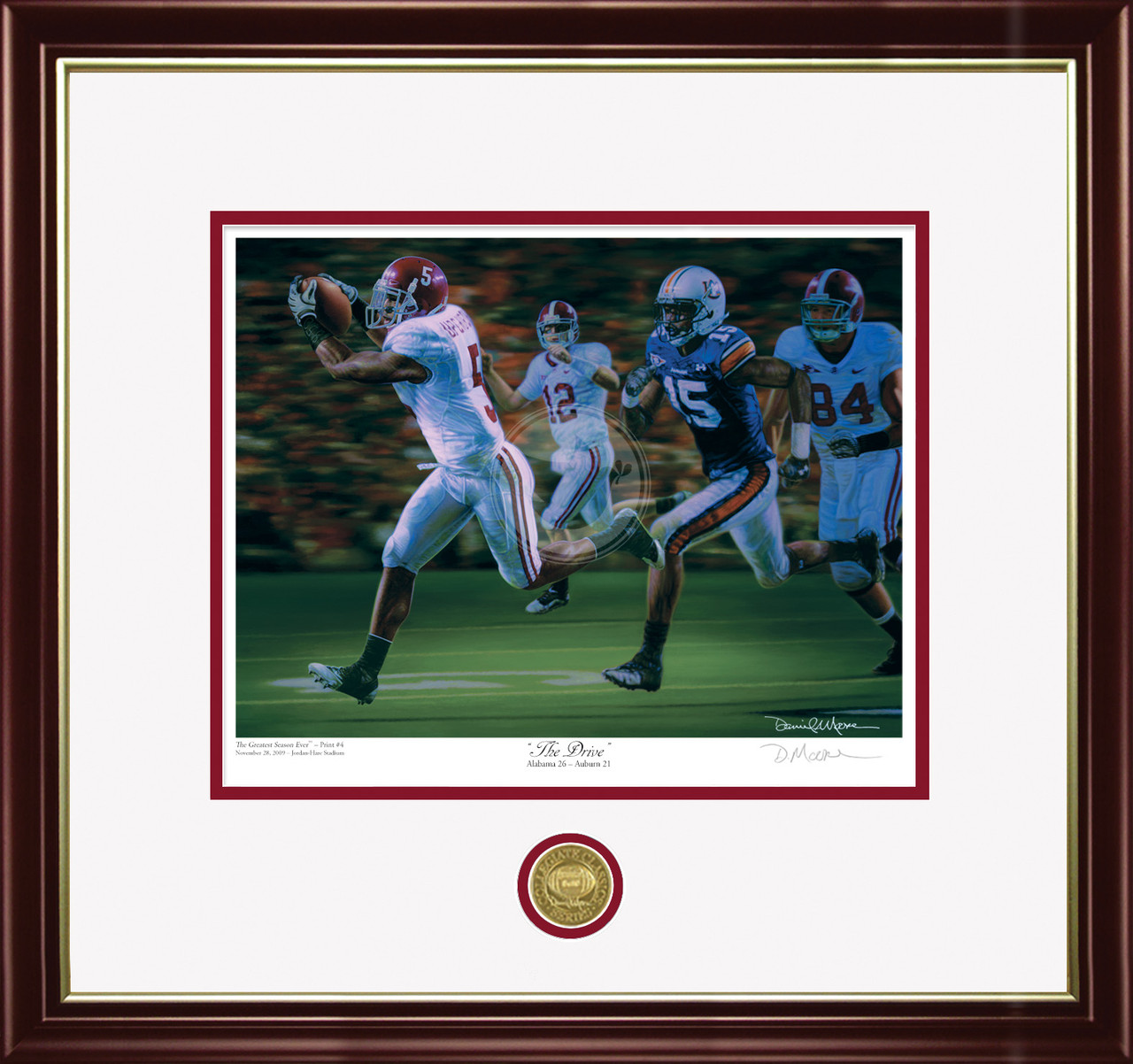 "The Drive" - Collegiate Classic print.  Mahogany/Gold Lip frame • White/Crimson matting.