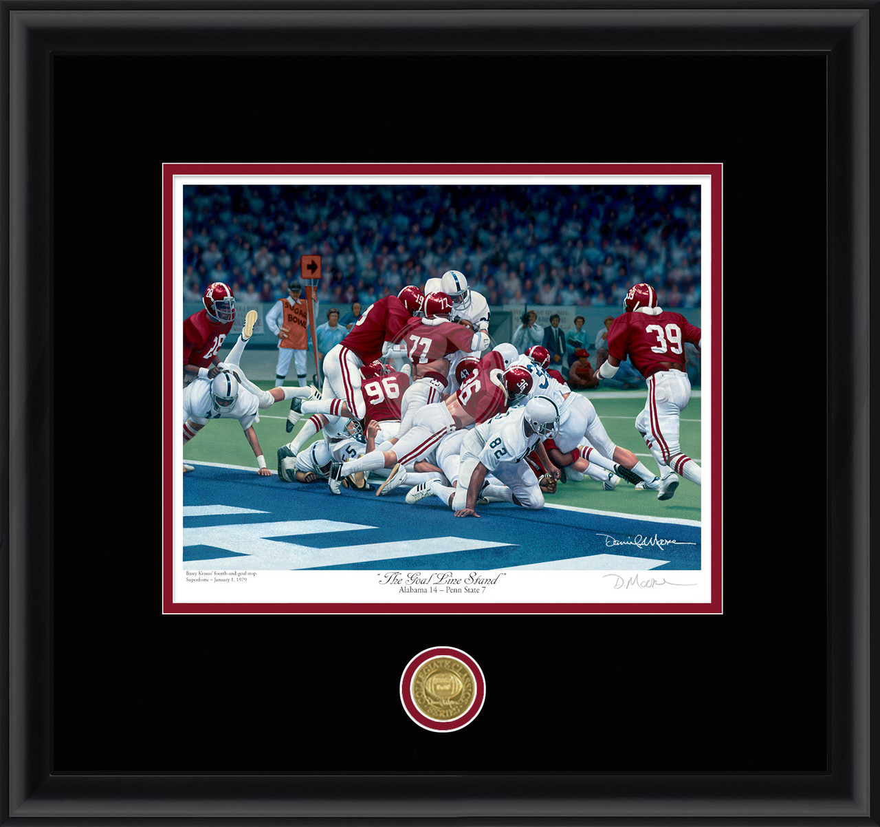 "The Goal Line Stand" - Collegiate Classic print.  Black frame • Black/Crimson matting.