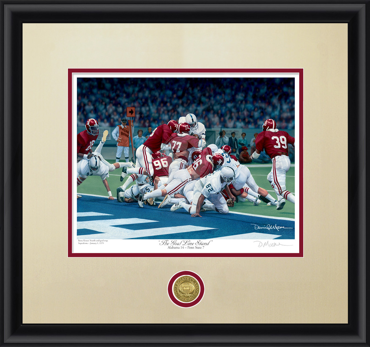 "The Goal Line Stand" - Collegiate Classic print.  Black frame • Oyster/Crimson matting.
