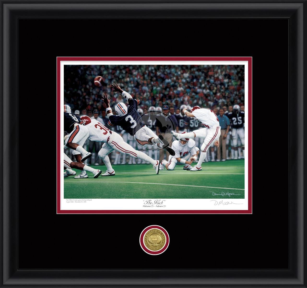"The Kick"  Collegiate Classic print.  Black frame • Black/Crimson matting.