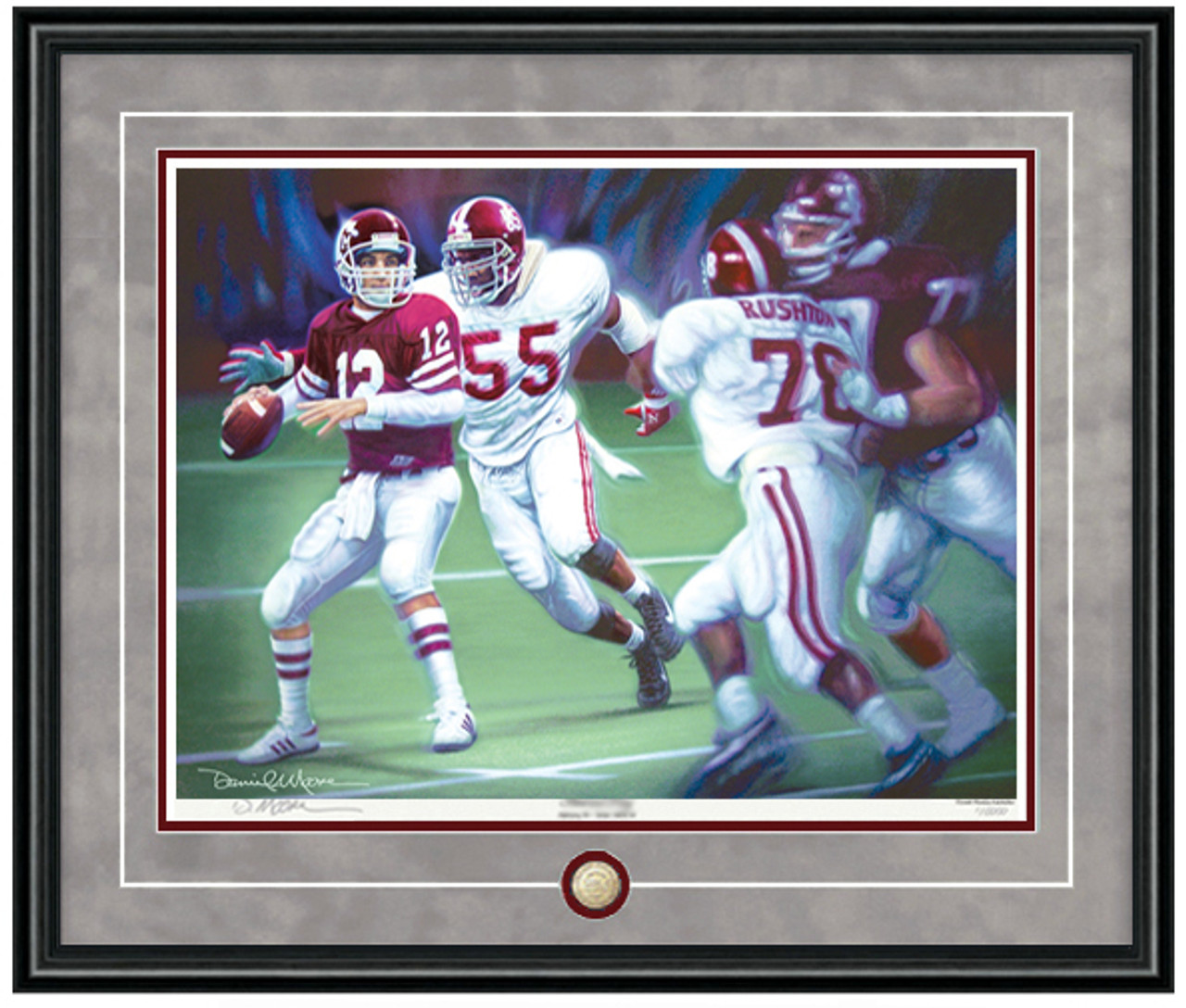 Shown in our Black frame with Storm Suede/Crimson Linen matting with optional v-groove