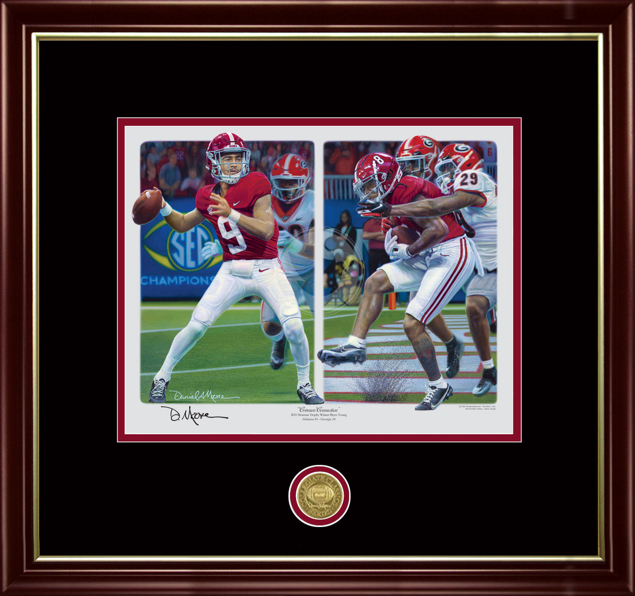 "Crimson Connection" - Collegiate Classic print.  Mahogany/Gold Lip frame • Black/Crimson matting.