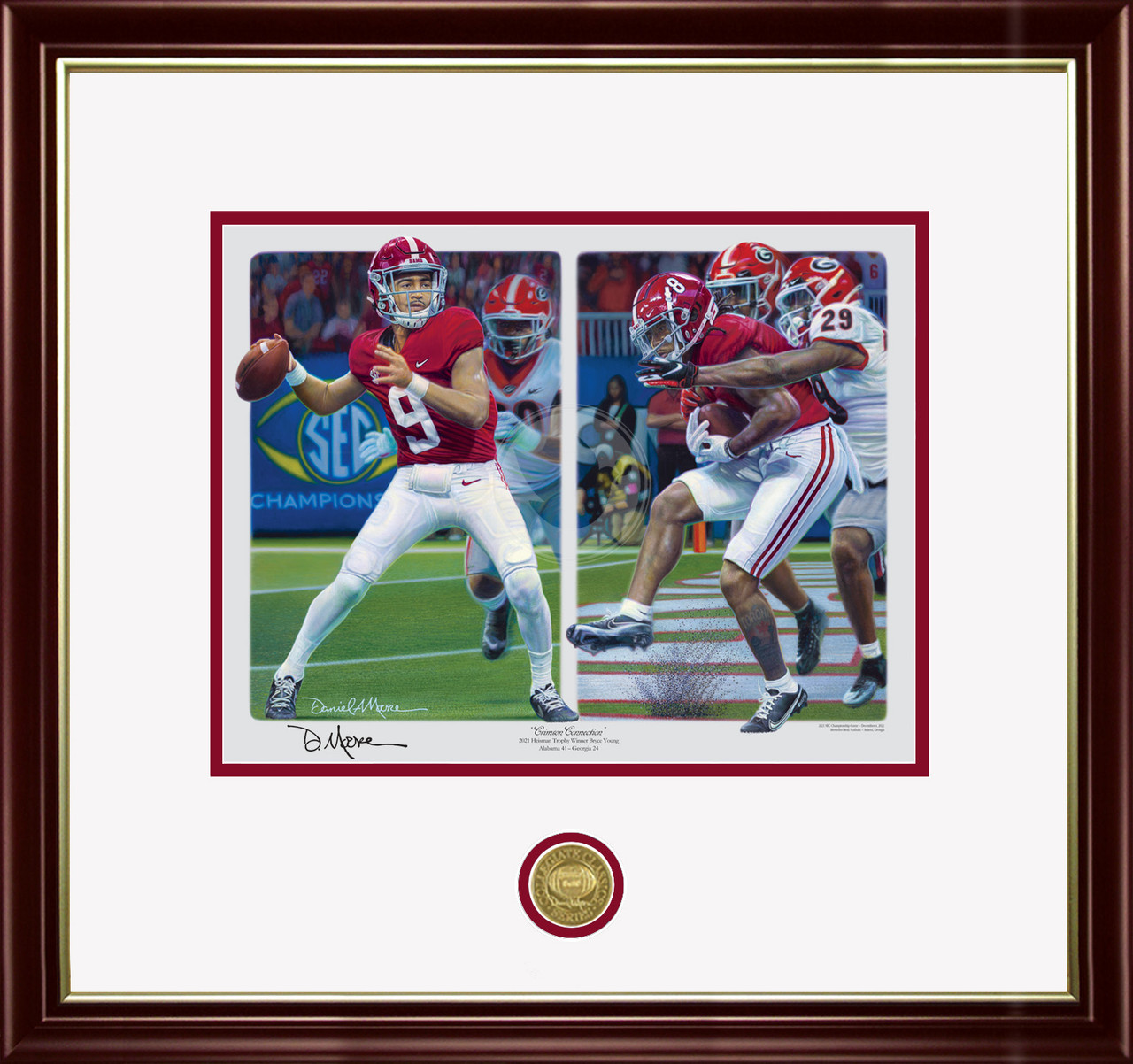 "Crimson Connection" - Collegiate Classic print.  Mahogany/Gold Lip frame • White/Crimson matting.