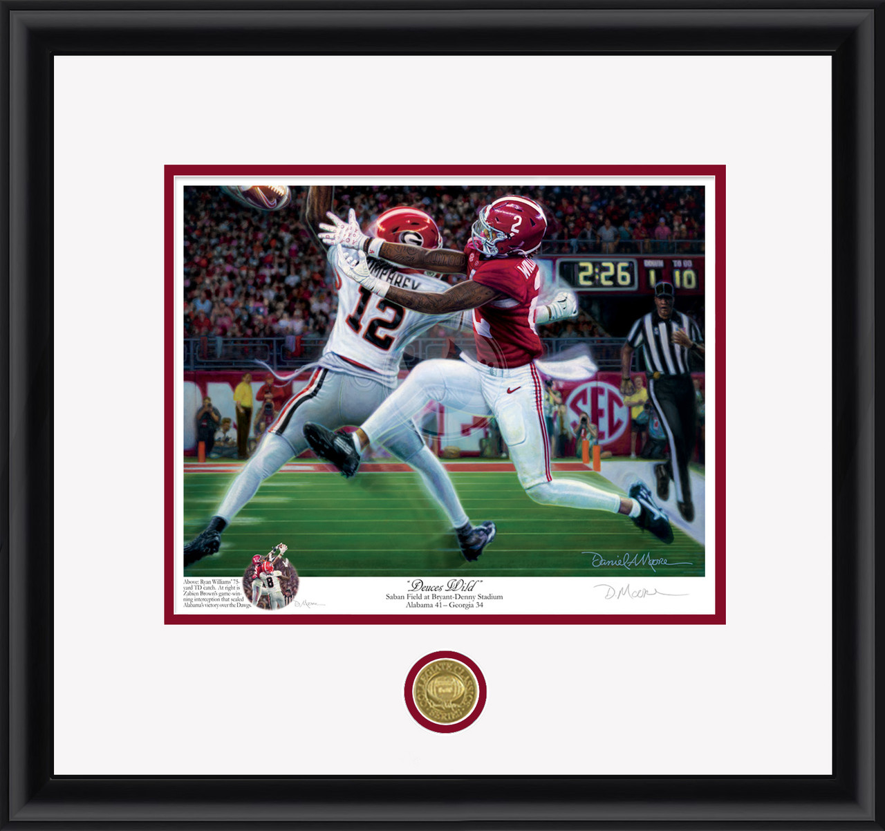 "Deuces Wild" - Collegiate Classic print.  Black frame • White/Crimson matting.