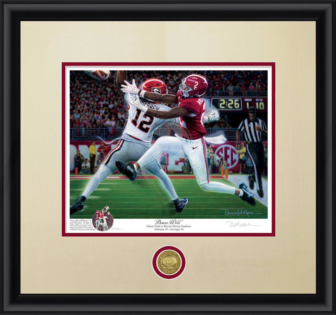 "Deuces Wild" - Collegiate Classic print.  Black frame • Oyster/Crimson matting.