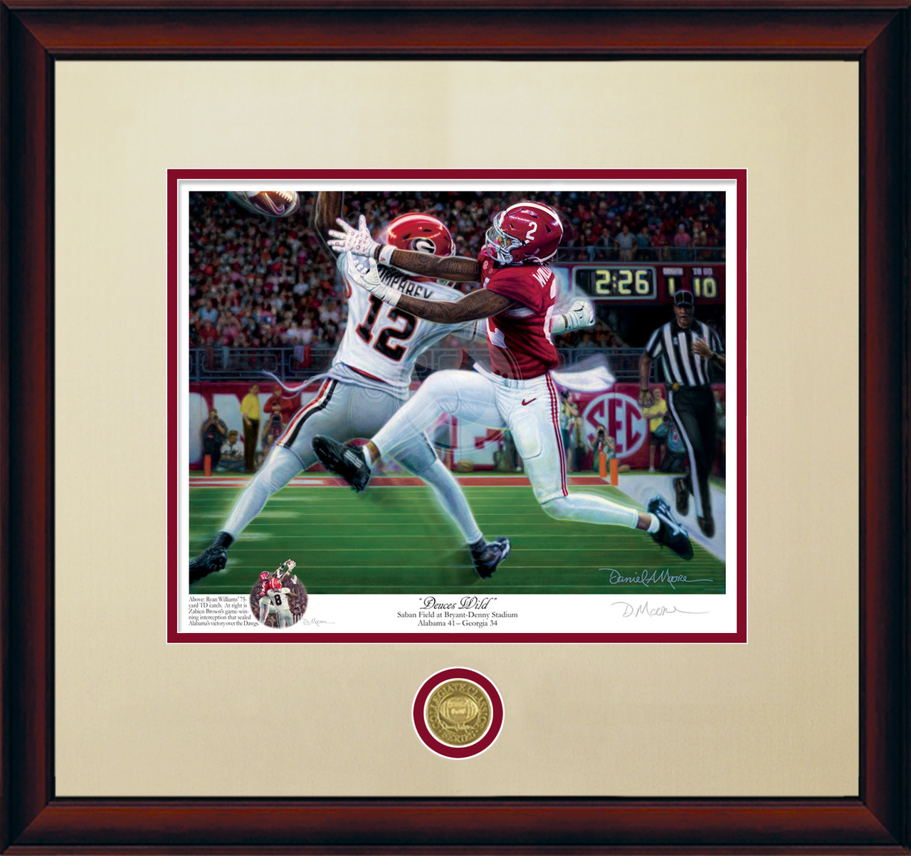 "Deuces Wild" - Collegiate Classic print.  Mahogany frame • Oyster/Crimson matting.