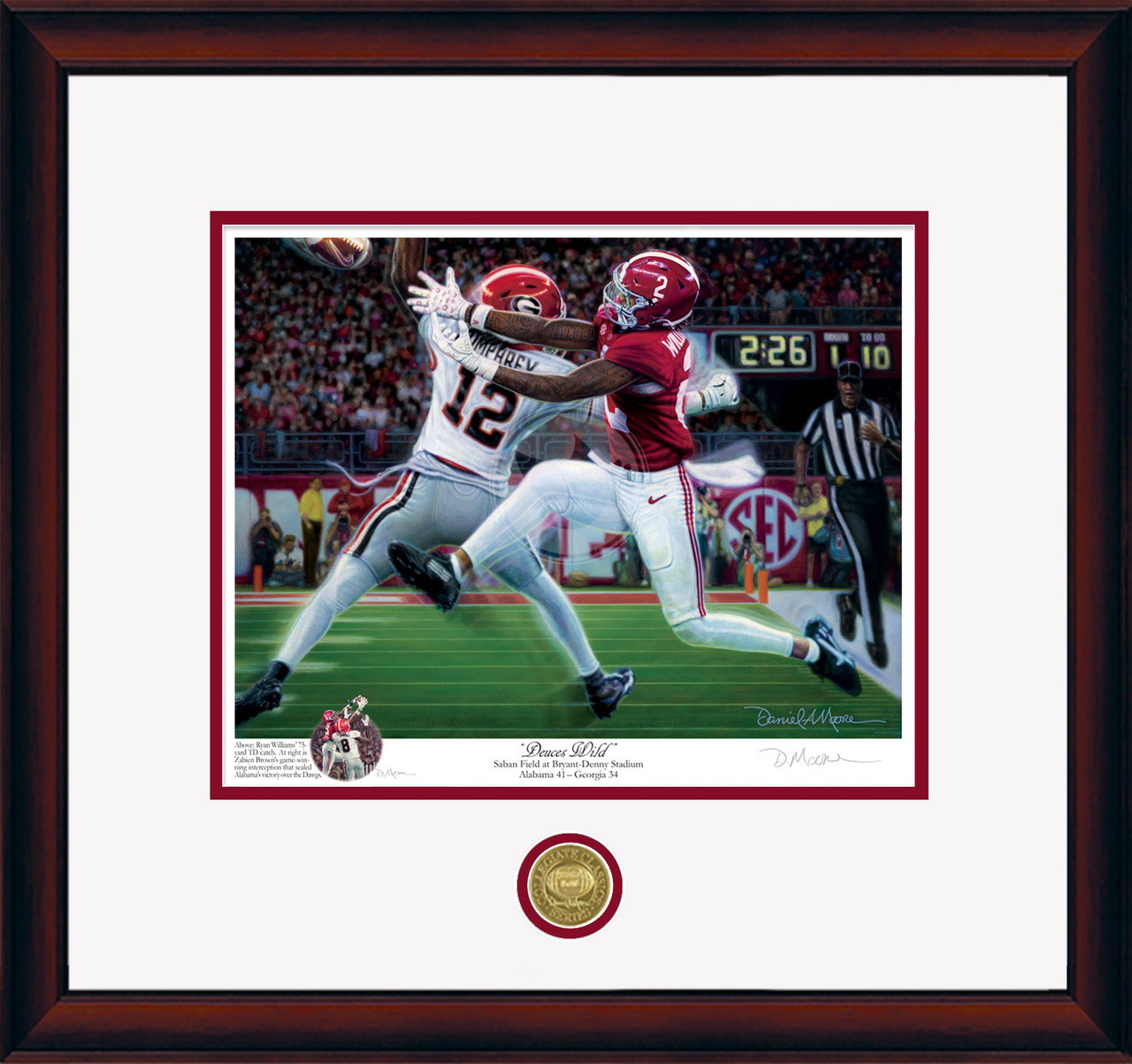 "Deuces Wild" - Collegiate Classic print.  Mahogany frame • White/Crimson matting.