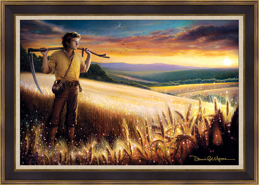 The Harvest • Artist's Edition Canvas - shown with the contemporary Black & Gold Frame and optional wheat linen liner.