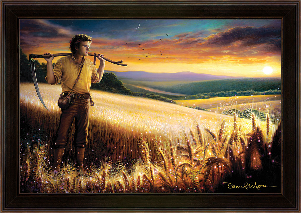 The Harvest • Grande Edition Canvas - shown with the contemporary Black & Gold Frame.