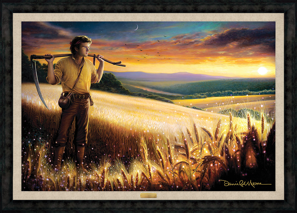 The Harvest • Grande Edition Canvas - shown with the Charcoal Frame and optional wheat linen liner and brass name plate.