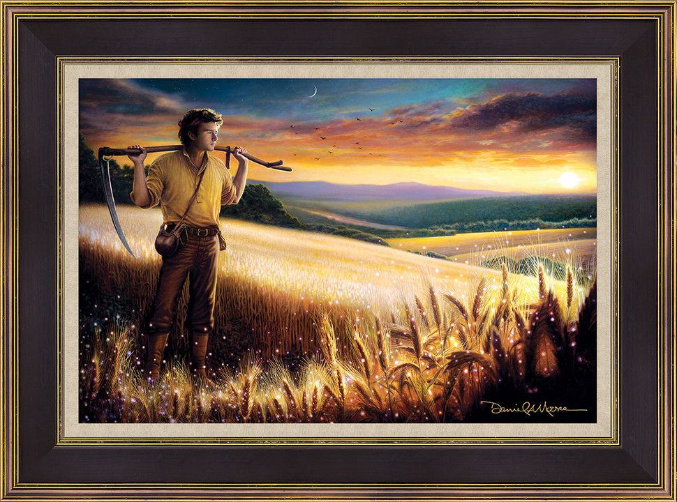 The Harvest • Open Edition Canvas - shown with the contemporary Black & Gold Frame and optional wheat linen liner.
