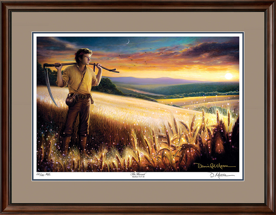 The Harvest • Museum Edition Print shown with the Walnut frame and Tudor over Blue matting.