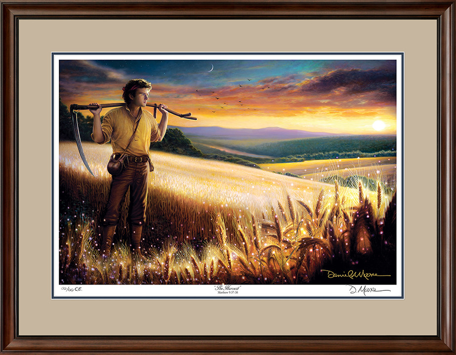 The Harvest • Collector's Edition Print shown with the Walnut frame and Putty over Blue matting.
