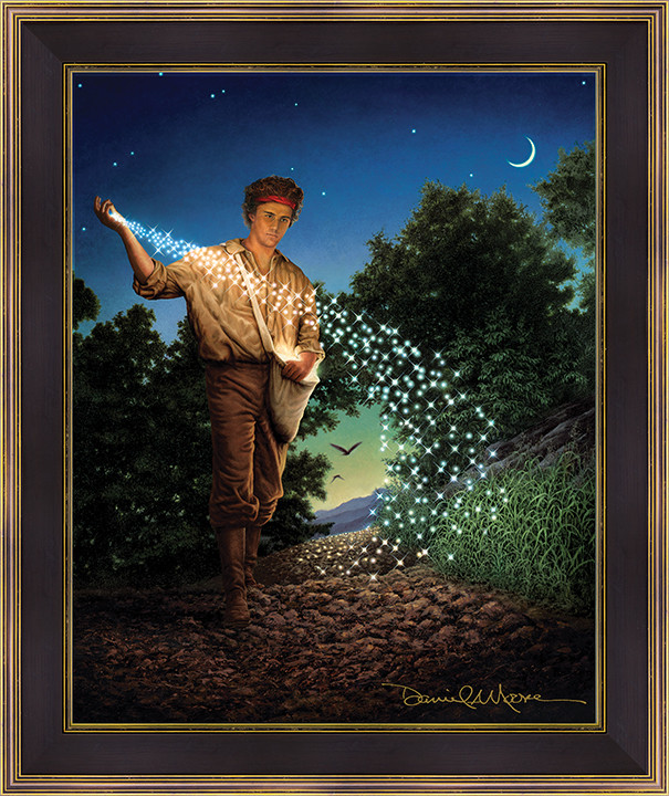The Sower • Artist's Edition Canvas - shown with the contemporary Black & Gold Frame.