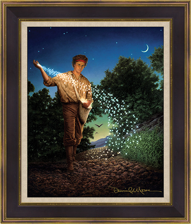 The Sower • Regular Edition Canvas - shown with the contemporary Black & Gold Frame and optional wheat linen liner.