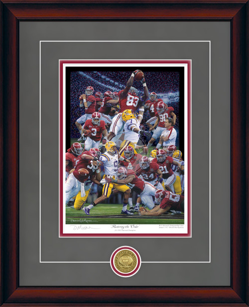 "Restoring the Order" - Collegiate Classic print.  Mahogany frame • Charcoal Suede/Crimson matting with optional v-groove. "Restoring the Order" - Collegiate Classic print.  Mahogany frame • Charcoal Suede/Crimson matting with optional v-groove.