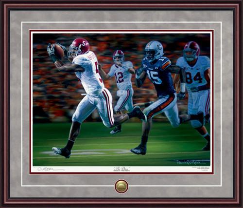 Print shown with the Mahogany frame and Storm Suede over Crimson matting with the optional v-groove.