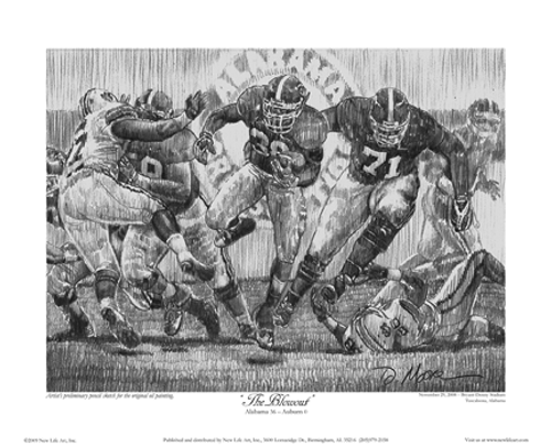 Alabama Football Pencil Drawing Prints (Unframed)