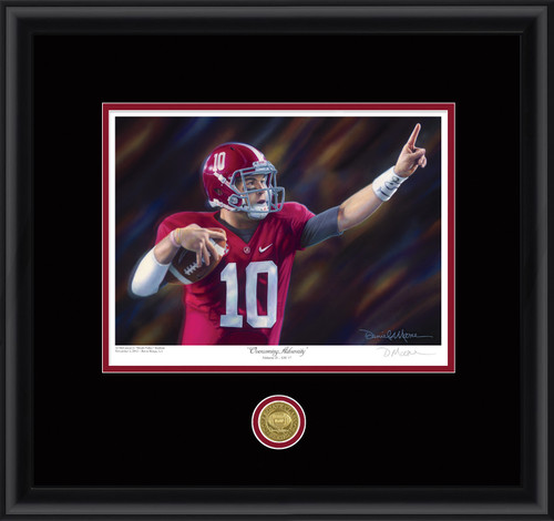 "Overcoming Adversity"  Collegiate Classic print.  Black frame • Black/Crimson matting.