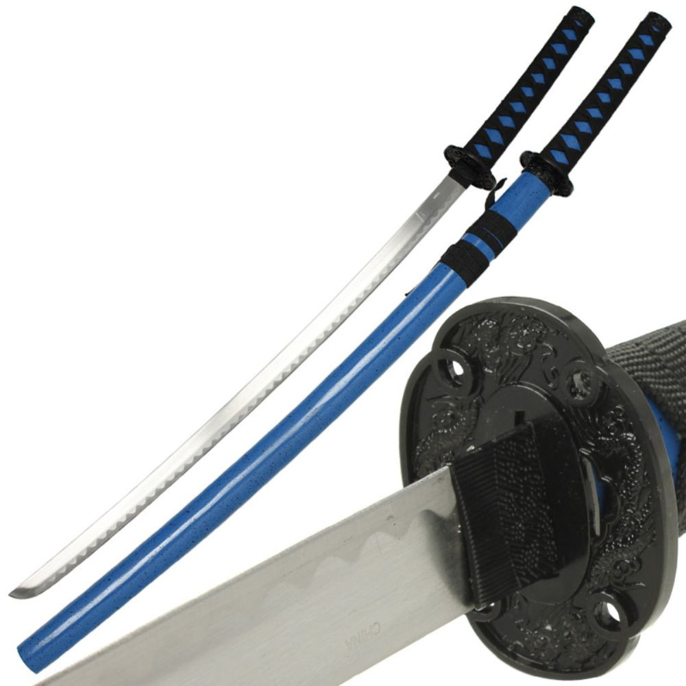 【KATANAスリ付き】青単ハイパーエナジー Speckled Japanese Samurai Katana Sword Blue