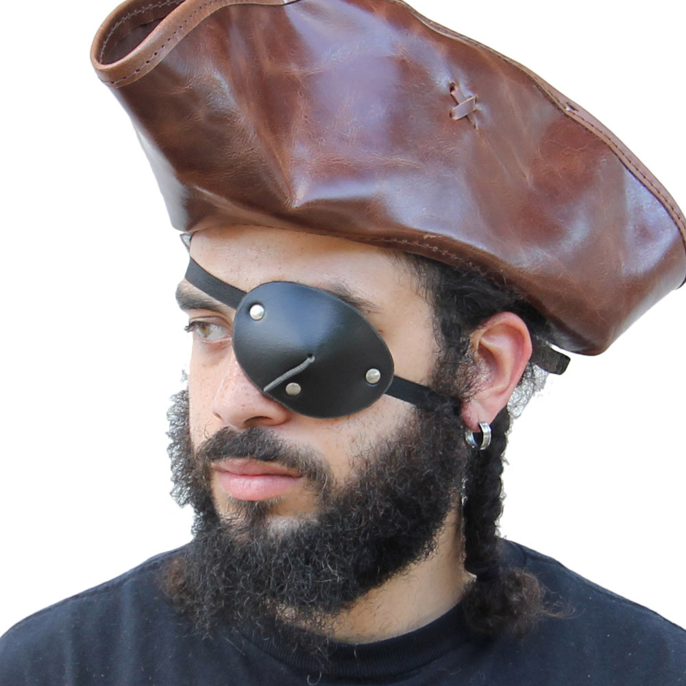 Leather Handmade Dark as Night Pirate Eye Patch - AZ Cutlery