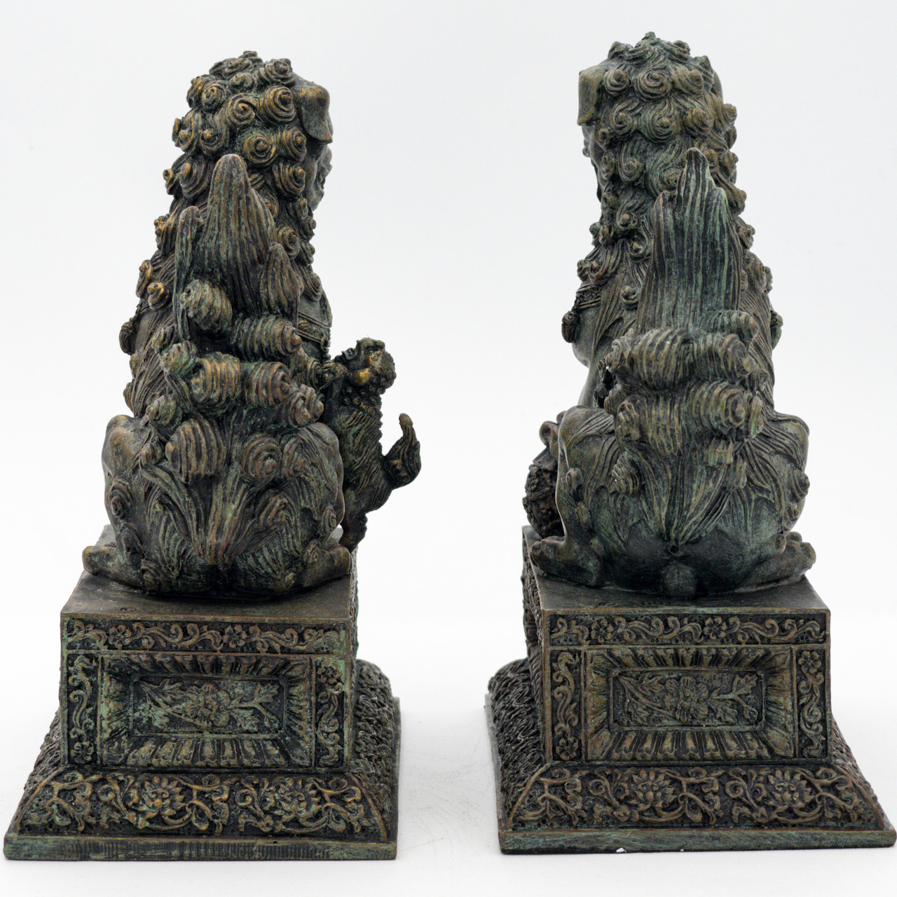 Ancient Guard Chinese Guardian Lion Fu Foo Dog Statuettes Bookends Pair ...