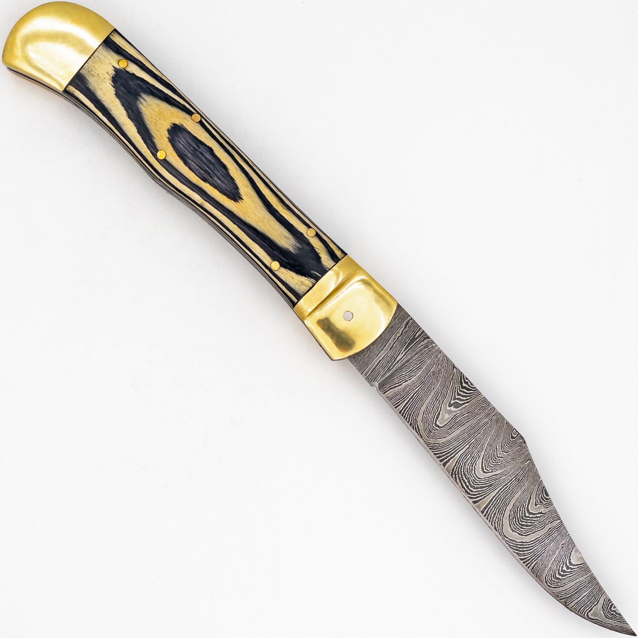 Hive Mind Automatic Large Damascus XL Lever Lock Clip Point