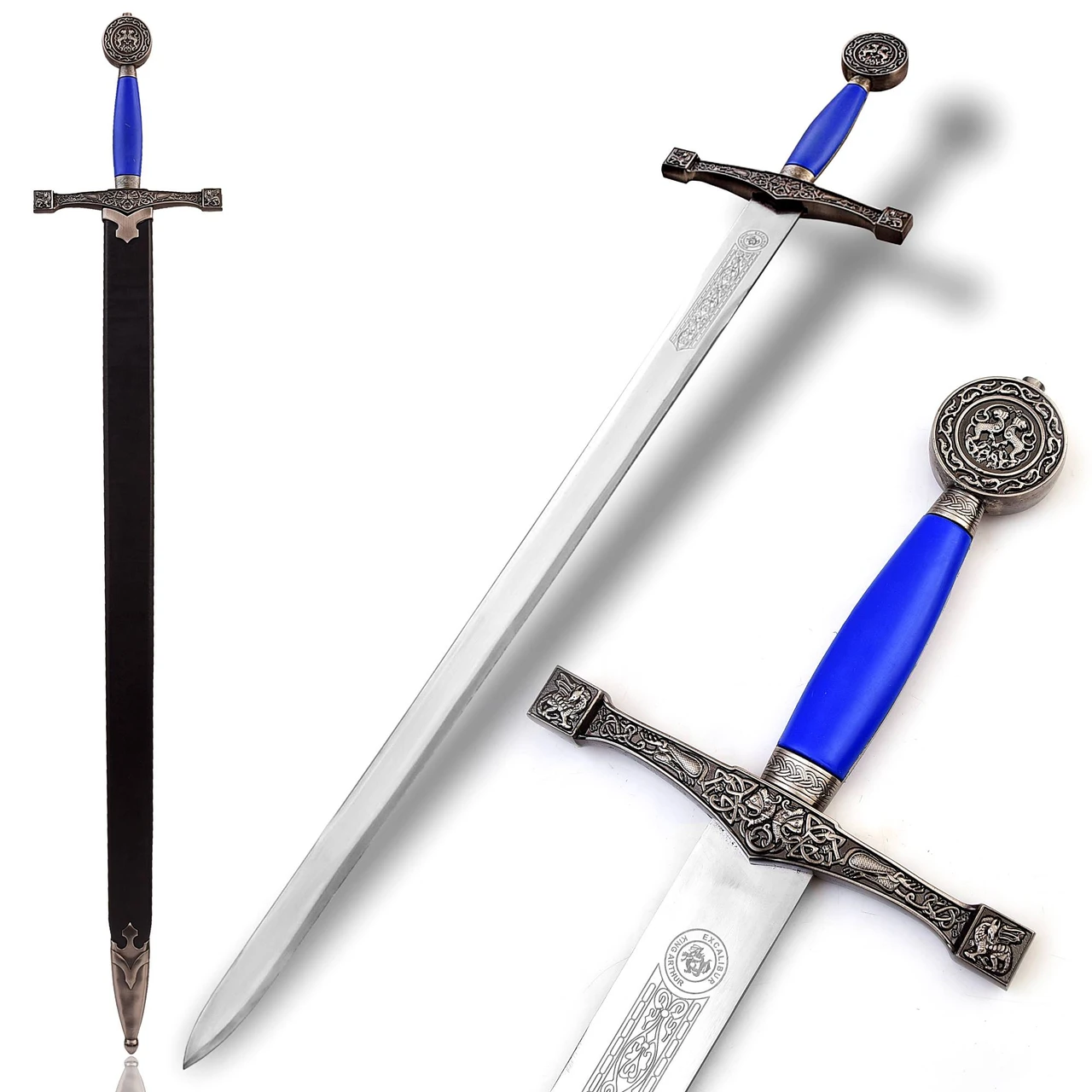 King Arthurs Excalibur Longsword for Wholesale - Silver & Blue