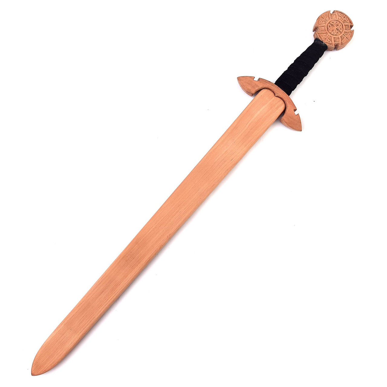 Celtic Wood Sword with Leather Wrap and Wood Scabbard - Late