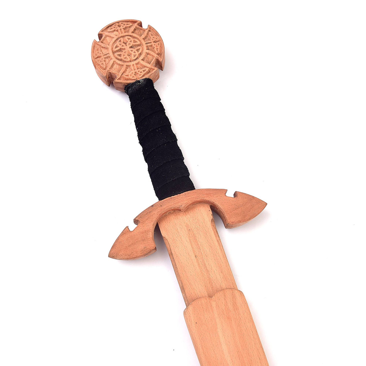 Celtic Wood Sword with Leather Wrap and Wood Scabbard - Late