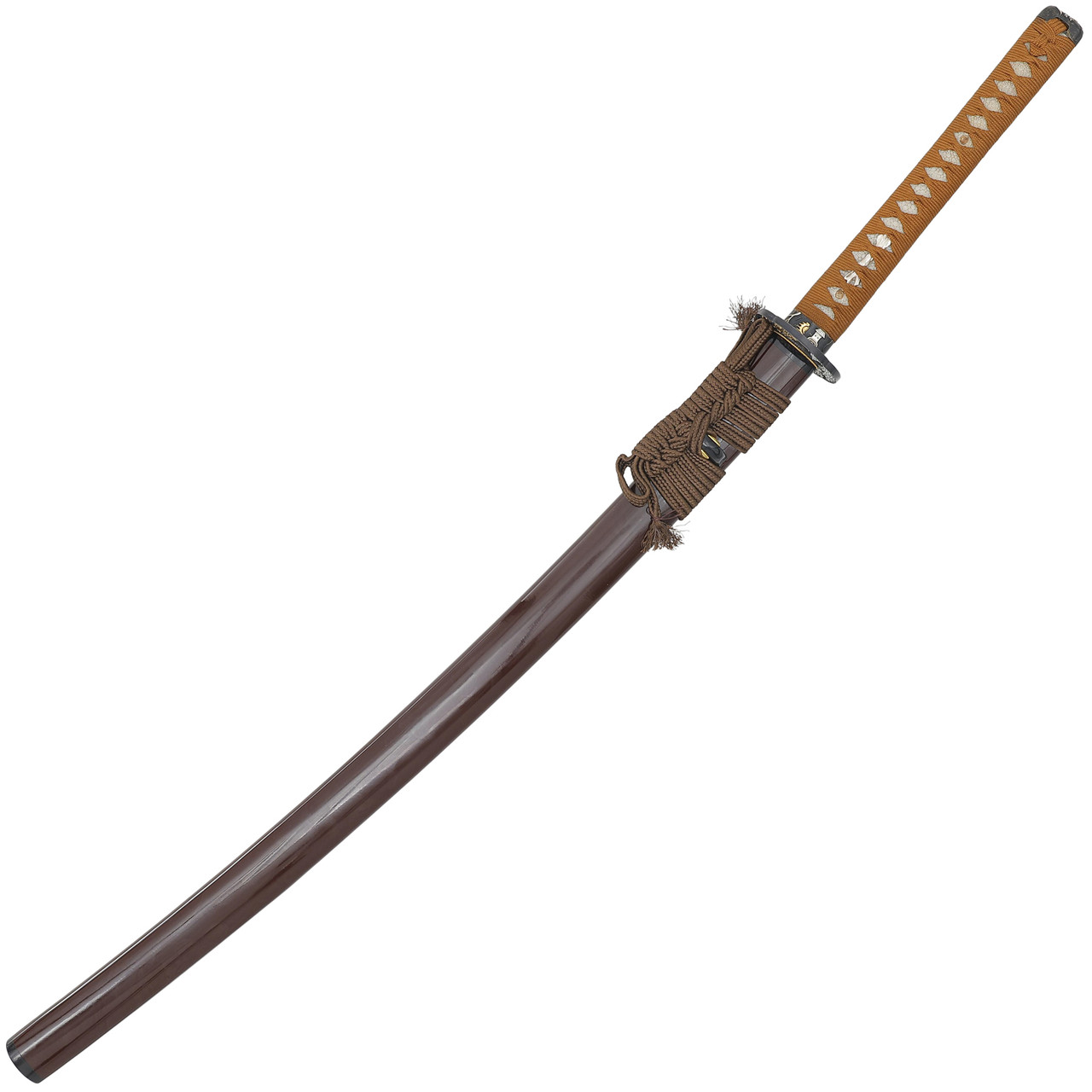 mierin.1117 　ダブルブラウン Obsidian Crest Katana – 1095 High Carbon Steel Hand-Forged Samurai