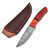 Crimson Rosella Damascus Steel Full Tang Hunting Knife | Leather Sheath Included
