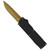 Dual Action Drop Point OTF Knife - Stainless Steel Black Polymer Handle & Gold Finish w/ Free Nylon Pouch