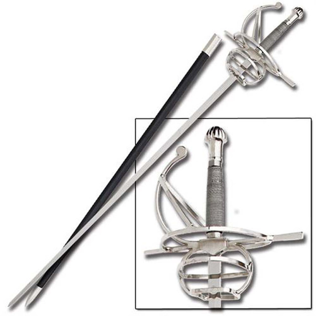 Medieval Rapier Swept Hilt Square Guard Sword