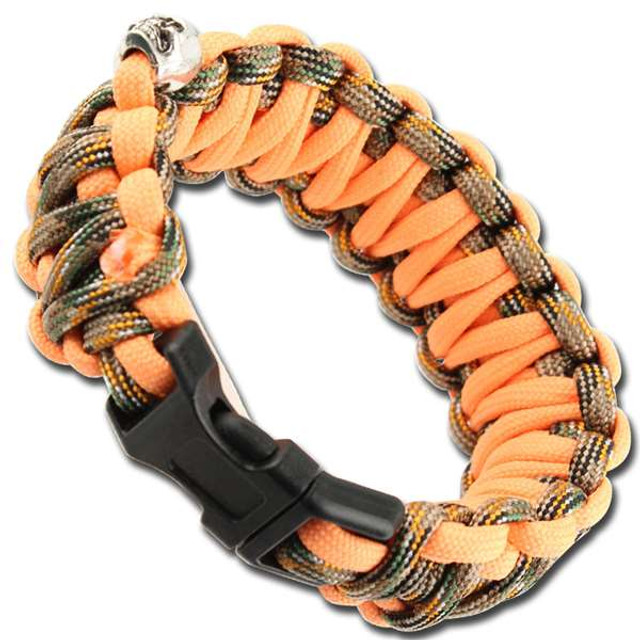 Skullz Survival Paracord Bracelet-Orange Autumn Camo Skullz Survival Paracord Bracelet-Orange Autumn Camo