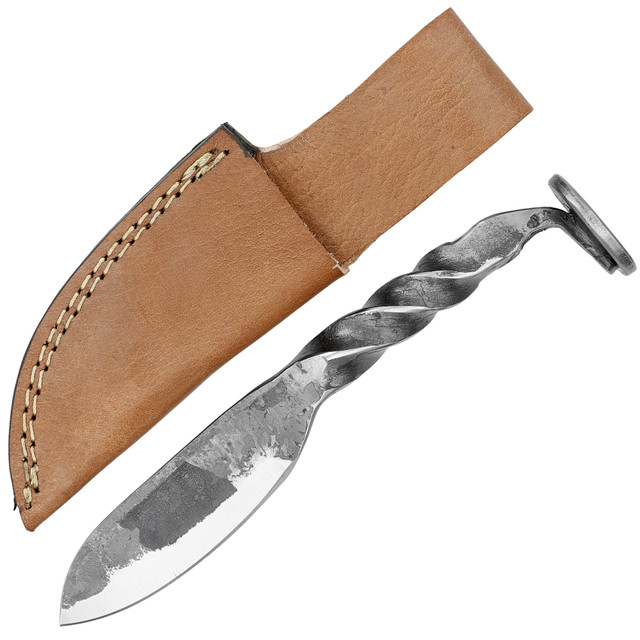 Tasteful Tension Hand Forged Spike Knife with Leather Sheath