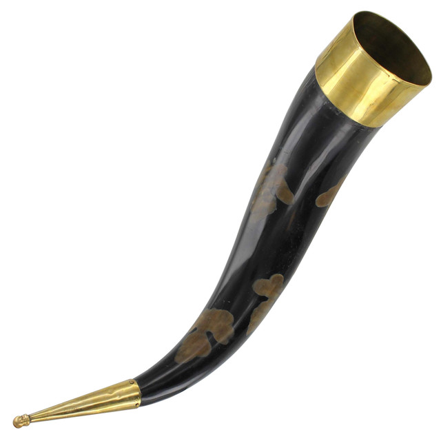 Brass-Trimmed Medieval Drinking Horn – Horn of the Damned Replica