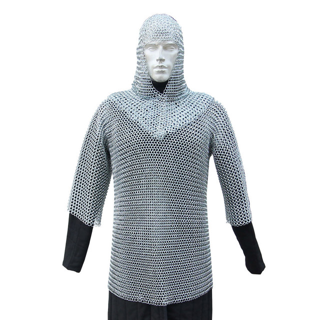 Medieval 16g Chainmail Set with Coif – Medium