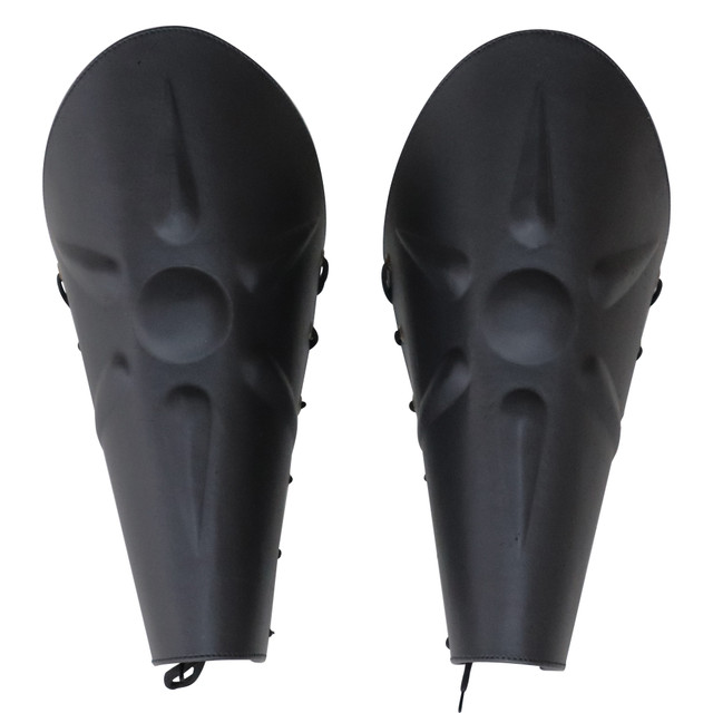 Leather Sunburst Leg Greaves – Adjustable Medieval Cosplay Armor for Lower Legs