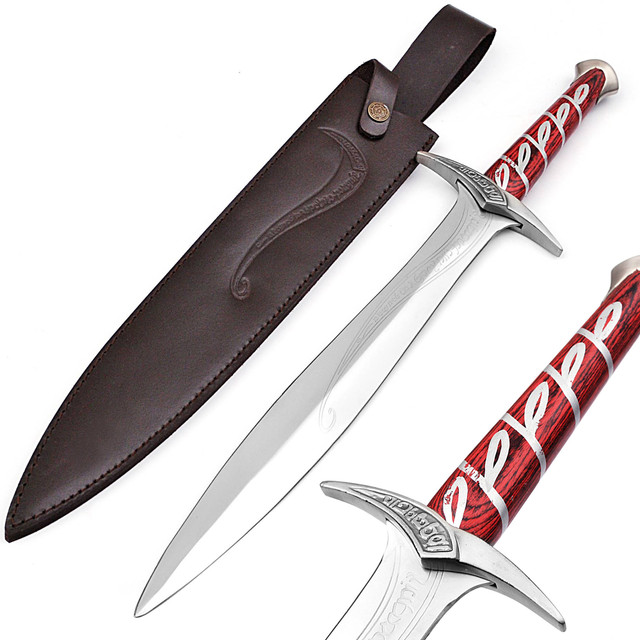 Fantasy Elven Polished Steel Dagger with Engraved Blade