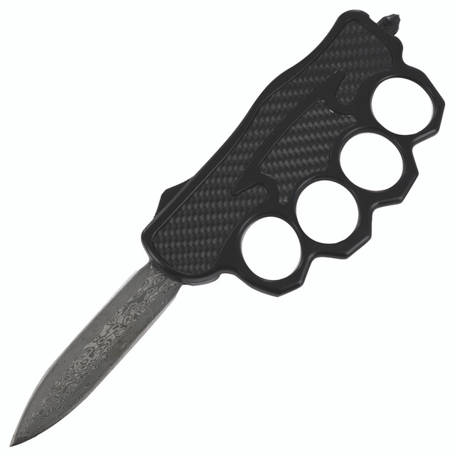 World of Pain Automatic Trench Knuckle OTF Knife w/ Damascus Blade