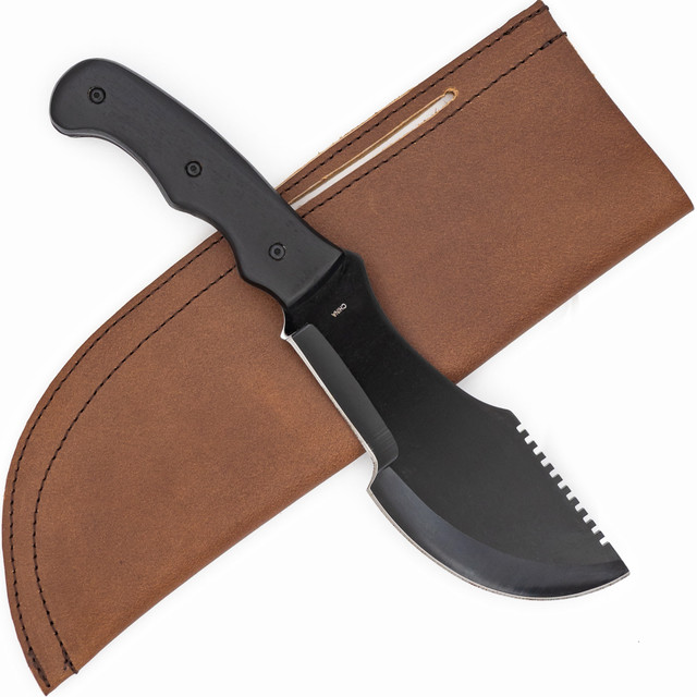 Full Tang Tracker Sawback Knife with Leather Sheath