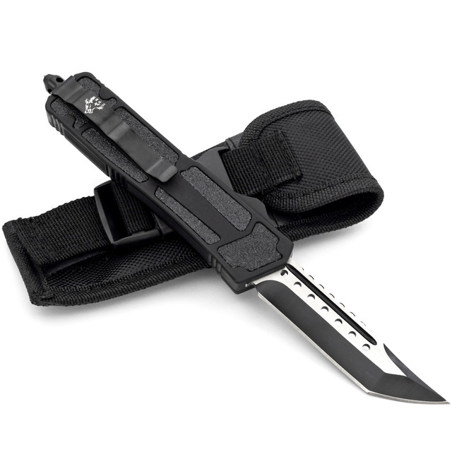 Armored Beast Automatic OTF Pocket Knife | Steel Tanto Blade & Aluminium Handle w/ FREE Nylon Pouch & Belt Loop