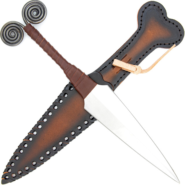 Viking Forged Steel Dagger with Twisted Pommel Design