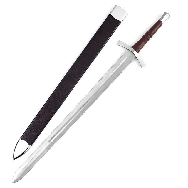 Ringing Metal Medieval Sword Replica | 1095 High Carbon Steel w/ Wood Handle | Faux Snakeskin Scabbard