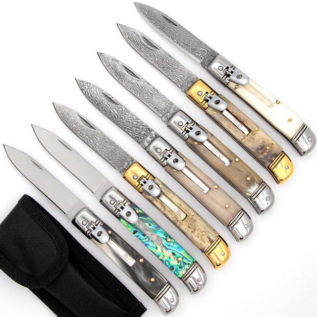 Lever Lock Automatic Switchblade Collection – Horn & Pearl Handle Options