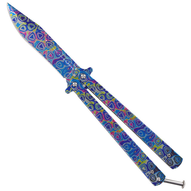 Psychedelic Patterned Balisong Flipper Knife