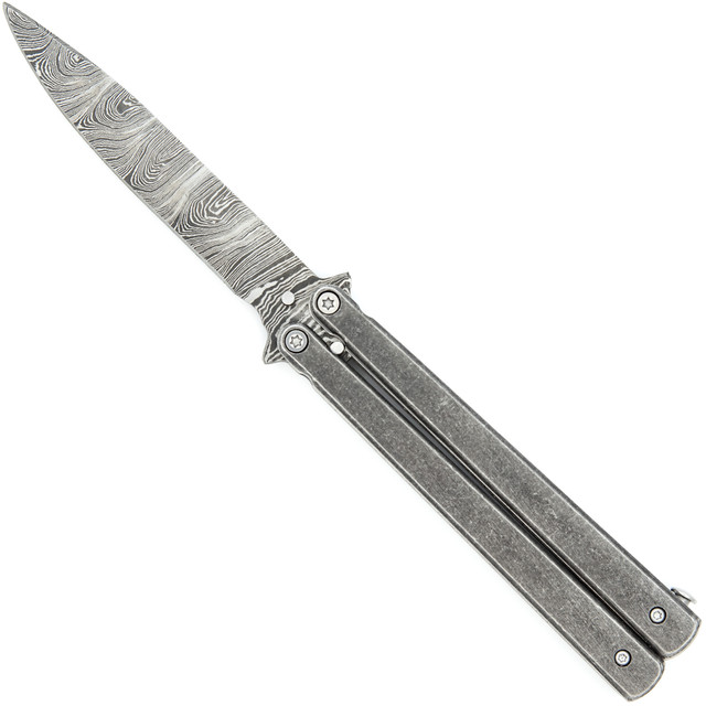 Butterfly Coal Miner Steel Knife | Drop Point Damascus Blade