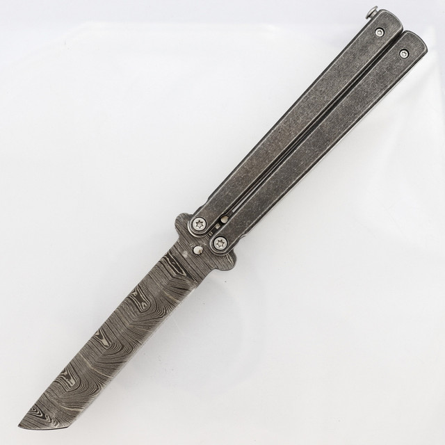 Butterfly Coal Miner Steel Knife | Tanto Point Damascus Blade