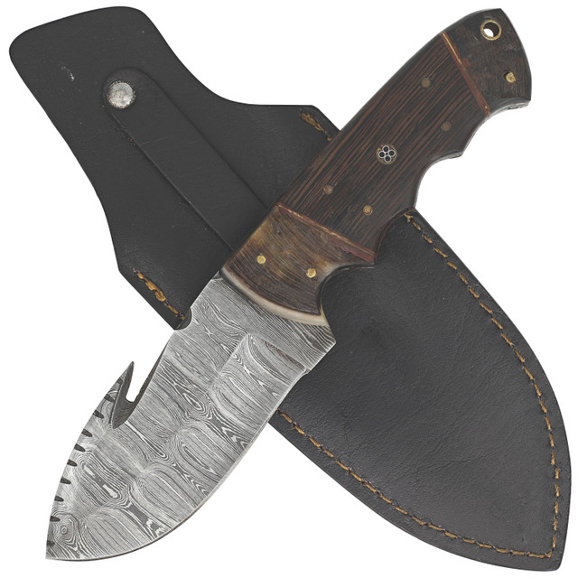 Bulk Barbarian's Edge Hook Knives | Ram Horn and Wood Handle